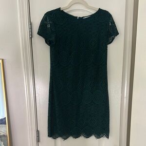 Laundry By Shelli Segal Dark Green Lace Mini Dress